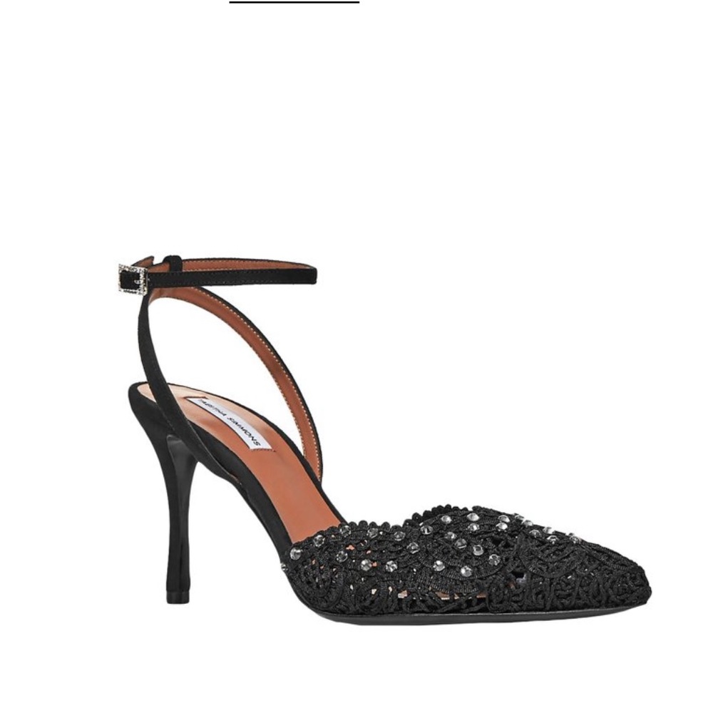 TABITHA SIMMONS Woven Sen Floret Lace Evening heel Black Jewel Pumps 36
